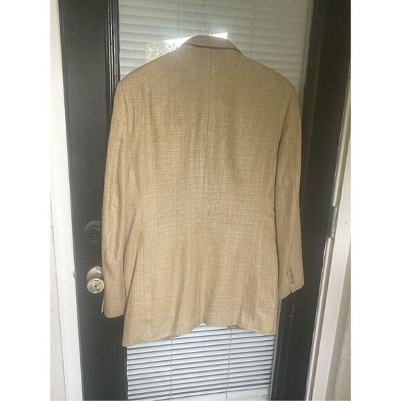 Versini 100% Silk Sport Coat Blazer Jacket Men’s 39 Long Beige/ Tan/ Woven - Picture 7 of 9
